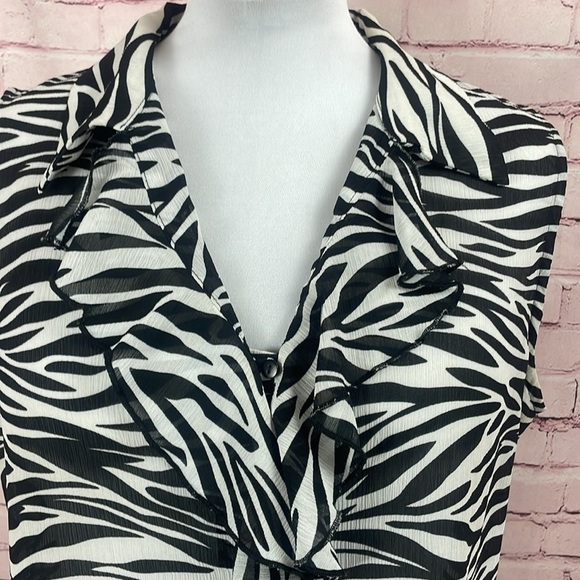 DFA New York Zebra Print Blouse - Size XL - Picture 2 of 6